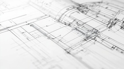 Leinwandbilder - Technical blueprints showcasing detailed design and specifications of an airplane structure and components. Generative AI