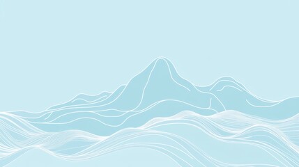 Aufkleber - Artistically rendered mountain landscape with gentle waves in serene blue hues ideal for tranquil environments. Generative AI