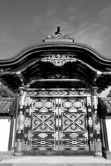 Canvas Print - Kamakura old gate. Black and white vintage style photo.