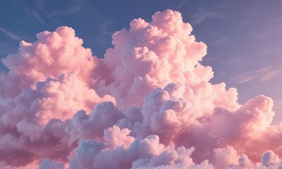 Wall Mural - soft pink clouds layered with iridescent hues in a serene sky, cloudy skies, ethereal