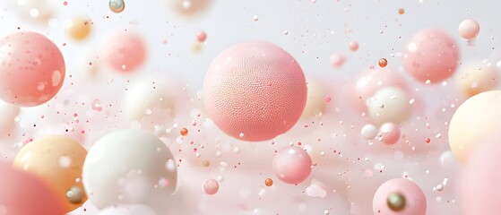 Canvas Print - A bunch of white and pink balls are scattered around