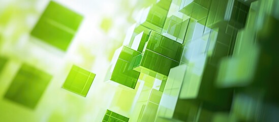 Wall Mural - dynamic motion blur effect featuring green abstract blocks with ample space for text overlay in a co