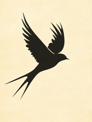 Poster - Swallow bird in flight silhouette against a light background. Generative AI