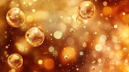 Wall Mural - golden bokeh ornaments with glittering background for festive celebrations and holiday themes