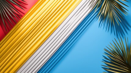 Sticker - Minimalist Composition with Flag Colors and Tropical Details