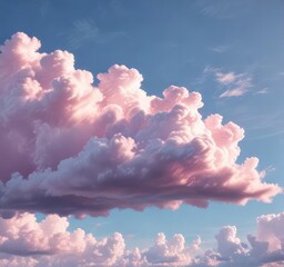 Wall Mural - pastel shades of pink and blue hues on a bright clear sky with fluffy white clouds scattered across 