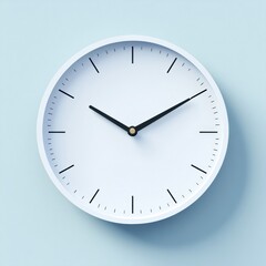 Leinwandbilder - Elegant wall clock showcasing simplicity and modern design set against a light blue backdrop illustrating the passage of time. Generative AI