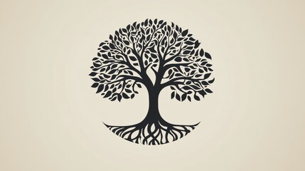Fototapete - Symbolic representation of a tree of life with intricate roots connected to the earth. Generative AI