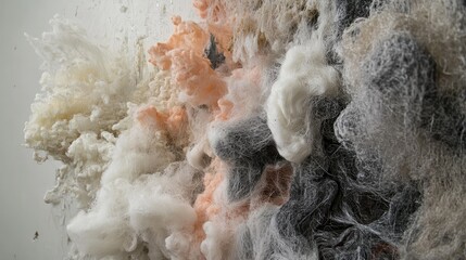 Wall Mural - Organic Textures of Fiber Art in Synthetic Material with Soft, Plush Elements and Vibrant Color Contrast