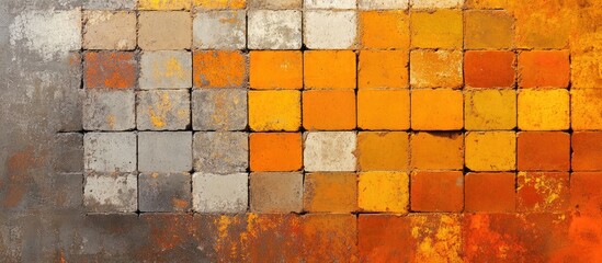 Wall Mural - Rustic orange and brown brick texture wallpaper for industrial ambiance with space for text ideal for autumn-themed designs and backgrounds