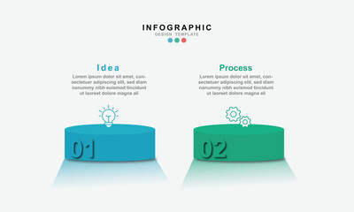 Fototapete - Vector Infographic design template with icons and 2 options or steps. for your business data. Vector Illustration.