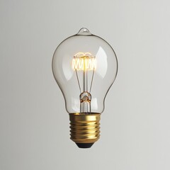 Aufkleber - Bright vintage light bulb glowing softly against a neutral background in modern indoor setting. Generative AI