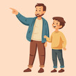 © Shabnam - Cute Father And Son Sitting Together vector illustration