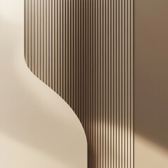 Aufkleber - Curved beige wall design with vertical lines creating an elegant modern aesthetic. Generative AI