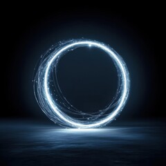 Wall Mural - Ethereal Glowing Circle with Sparkling Light Effects in Dark Space