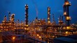 © Tina - Night view of an industrial complex with illuminated structures and smoke emissions