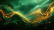 © Arvi - Abstract swirling patterns of green and gold light with shimmering particles creating a mystical atmosphere