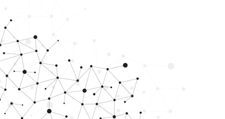 geometric modern cyber cell data lines connecting with dots in transparent background