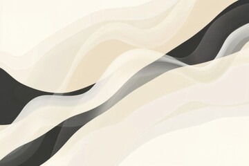 Leinwandbilder - Abstract design with flowing waves in neutral shades of white, beige, and black creates a soothing visual effect. Generative AI
