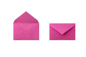 Wall Mural - overhead view of a pink glitter envelope cutout, showing both open and closed states of the back sid