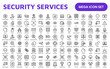 © artnazu - Set of Security web icons in line style. Guard, cyber security, password, smart home, safety, data protection, key, shield, lock, unlock, eye access. Security outline icon set.