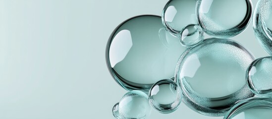 Wall Mural - digital art composition featuring glass spheres of various sizes against a soft background with ampl