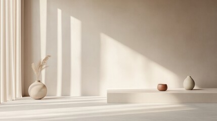 Wall Mural - a white room with a vase and a vase on a shelf