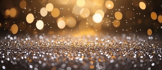Wall Mural - elegant glittering background with silver sequins and bokeh lights ideal for celebrations featuring 