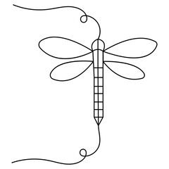 Wall Mural - Dragonfly icon  continuous one line drawing  outline vector illustration 