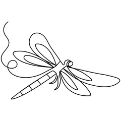 Wall Mural - Dragonfly icon  continuous one line drawing  outline vector illustration 