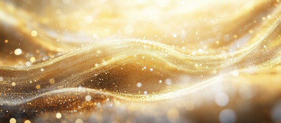 Wall Mural - golden waves shimmering on a vibrant backdrop creating a soft and elegant design with ample space fo