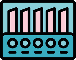 Poster - Digital control panel displaying data using vertical bars and interactive buttons, ideal for monitoring and managing systems