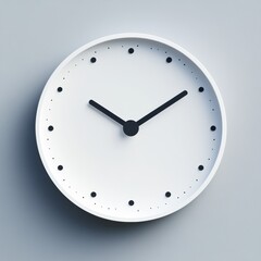 Poster - Modern minimalistic round wall clock with black hands showing time on a light gray background. Generative AI