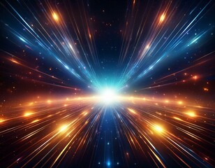 Wall Mural - stunning starburst effects illuminate a dark cosmic background with glowing particles and bright ene