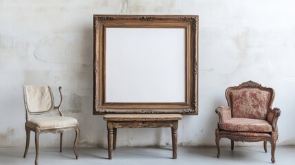 Wall Mural - a chair and a picture frame in a room