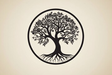 Fototapete - Symbolic tree of life with visible roots showcasing growth and connection in an artistic rendering. Generative AI