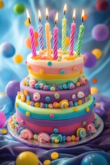 Wall Mural - Birthday Cake with Colorful Sprinkles