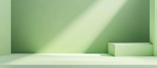 Wall Mural - Modern Elegant Studio with Green Pastel Color Mockup and Empty Space for Text in Soft Lighting