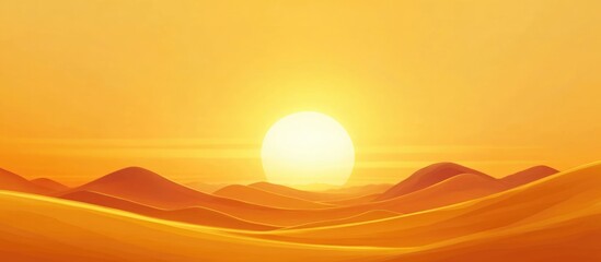 Sticker - Golden sunset illuminating vast desert sand dunes with expansive empty space for customizable text and design elements.