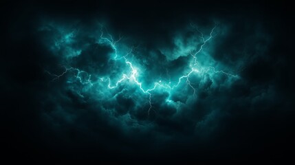 Wall Mural - a scene full of lightning and electric rays isolated on a empty plain clean black background