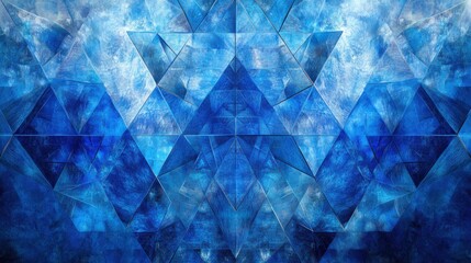 Canvas Print - a painting of a blue triangle with a blue background