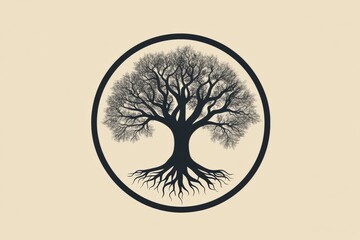 Poster - Symbolic tree of life with intricate roots representing growth and connection. Generative AI