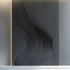 Aufkleber - Intricate wall design showcasing flowing lines and modern aesthetics in a contemporary interior space. Generative AI