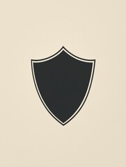 Aufkleber - Black shield shape on beige background with minimalistic design ideal for graphic projects or creative branding. Generative AI