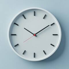 Leinwandbilder - Modern wall clock displaying time on light blue background with minimalist design. Generative AI