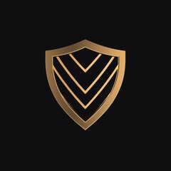 Poster - Elegant gold shield emblem on a dark background showcasing a modern design with clean lines and geometric patterns. Generative AI