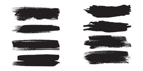 Wall Mural - Set of abstract horizontal grunge background templates. Vector black spots with jagged edges. Hand drawn brush strokes isolated on white. For text, advertising, texture design
