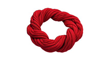 Wall Mural - a circular arrangement of thick red rope is intricately twisted and forms a visually striking patter