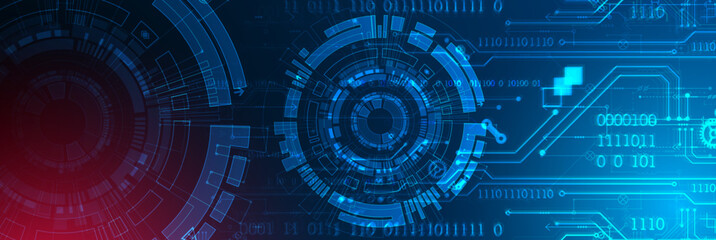 Poster - Abstract background. Scientific and technological concept with the use of technical elements formed in the shape of a circle.