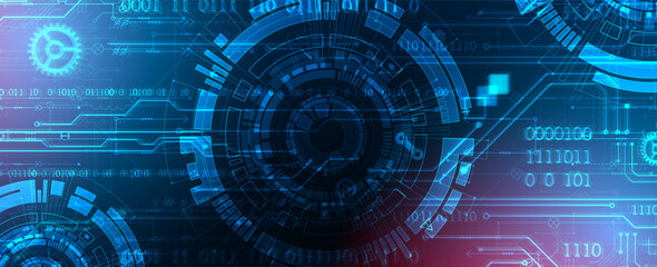 Poster - Abstract background. Scientific and technological concept with the use of technical elements formed in the shape of a circle.